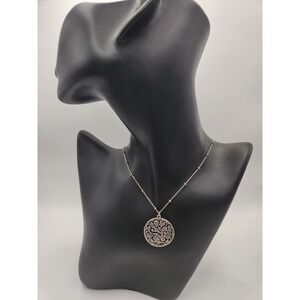Silpada Sterling Silver Filigree Scroll Round Pendant Station Chain Necklace 18"